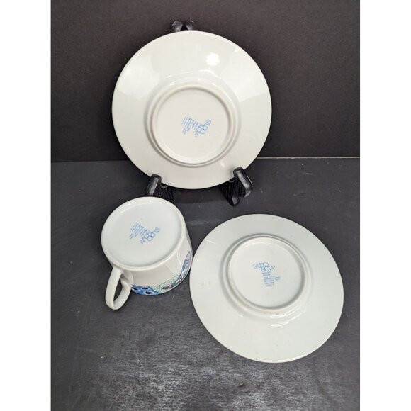 Studio Nova Medley Y0284 Flat Coffee Cup 8 Oz and Saucer Set with Extra Saucer - Picture 7 of 8